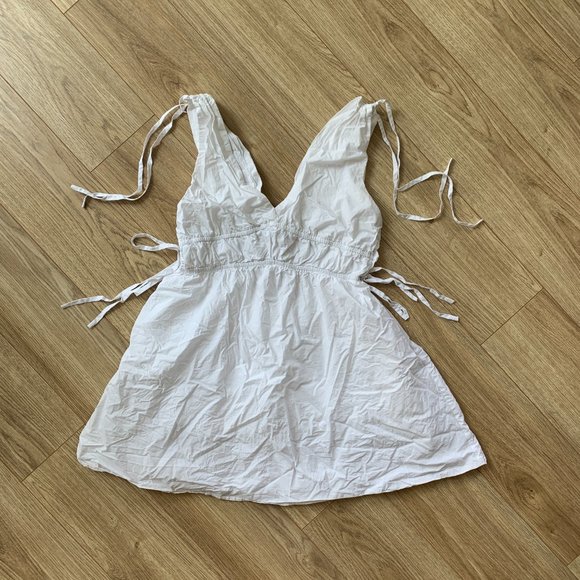 WHITEROOM+CACTUS - White Poplin Side Cut Out Dress - Size L - Picture 5 of 10